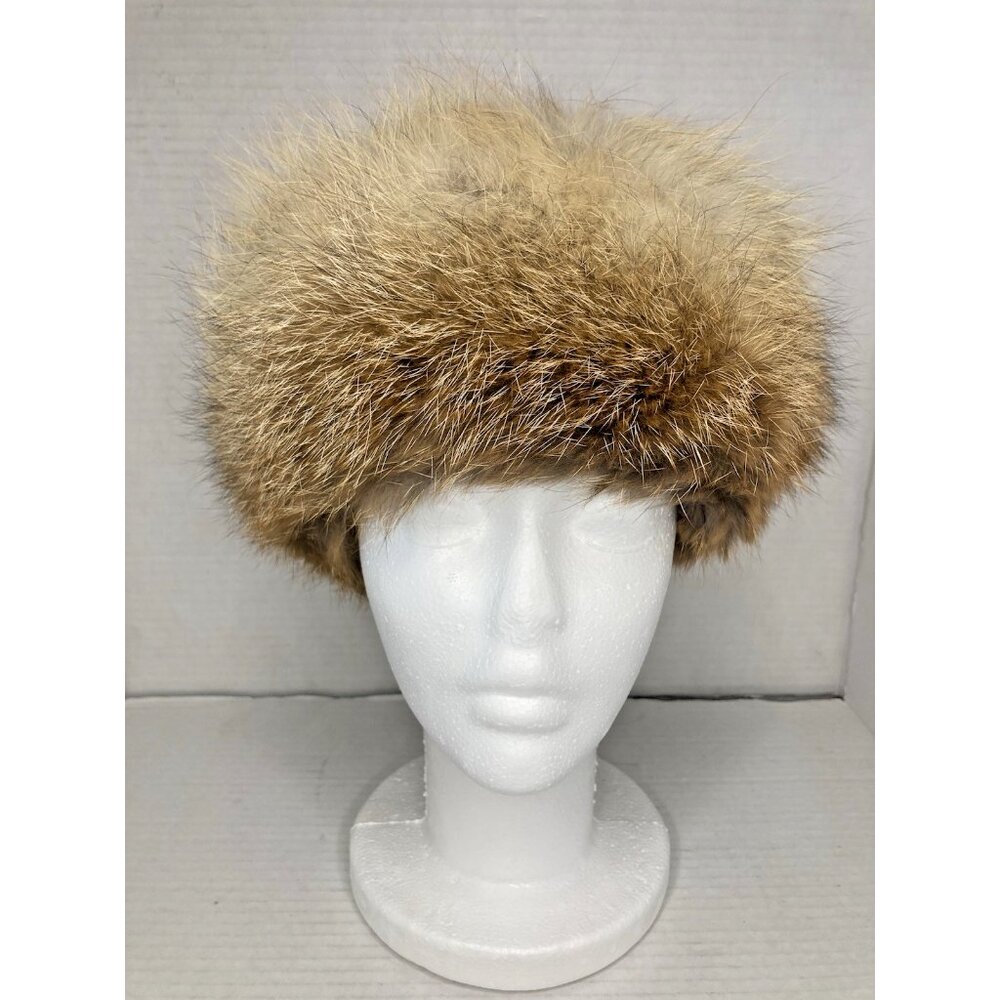 Pyccknn Mex Russian Light Brown Fox Fur Hat Vintage Sz 3